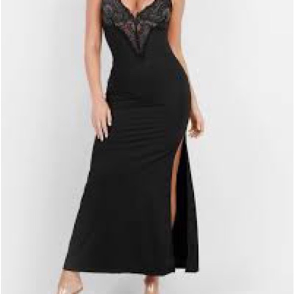 Popilush Built-In Shapewear Sexy Lace Slip Split Maxi Dress NWT size medium - Picture 3 of 5